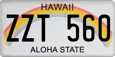 HI license plate ZZT560