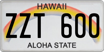 HI license plate ZZT600