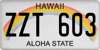 HI license plate ZZT603