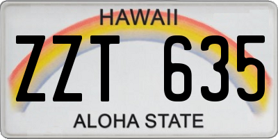 HI license plate ZZT635