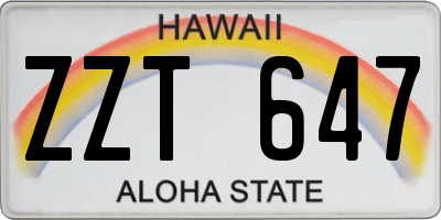 HI license plate ZZT647