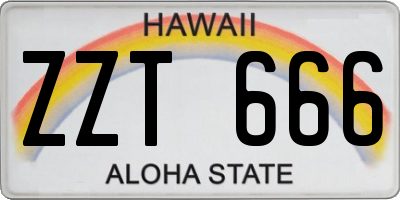 HI license plate ZZT666