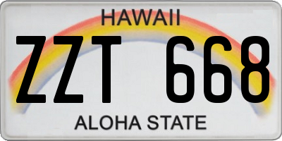 HI license plate ZZT668