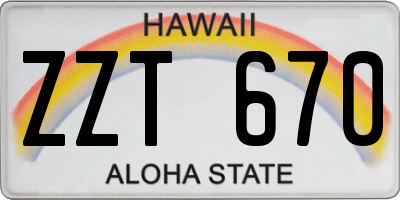 HI license plate ZZT670