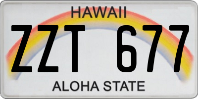 HI license plate ZZT677