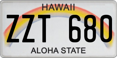 HI license plate ZZT680