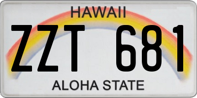 HI license plate ZZT681