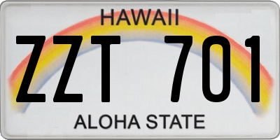 HI license plate ZZT701