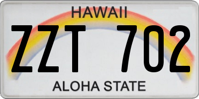 HI license plate ZZT702