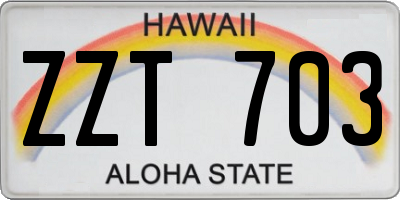 HI license plate ZZT703