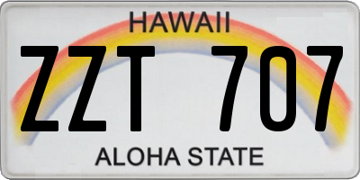 HI license plate ZZT707