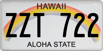 HI license plate ZZT722