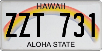 HI license plate ZZT731