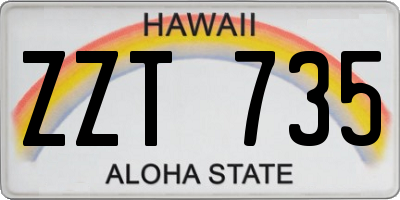 HI license plate ZZT735