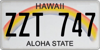 HI license plate ZZT747