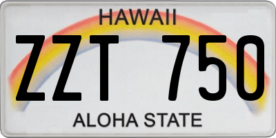 HI license plate ZZT750