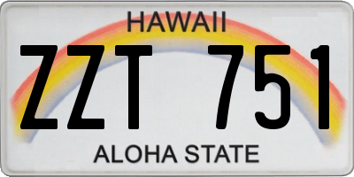 HI license plate ZZT751