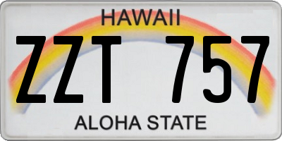 HI license plate ZZT757