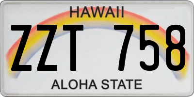 HI license plate ZZT758