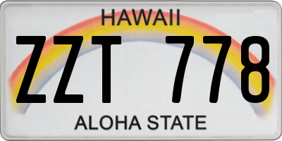 HI license plate ZZT778