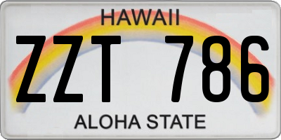 HI license plate ZZT786