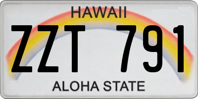 HI license plate ZZT791