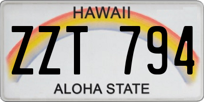 HI license plate ZZT794