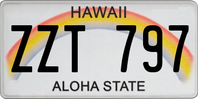 HI license plate ZZT797