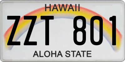 HI license plate ZZT801