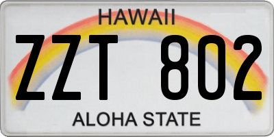 HI license plate ZZT802