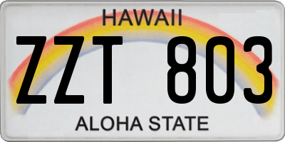 HI license plate ZZT803