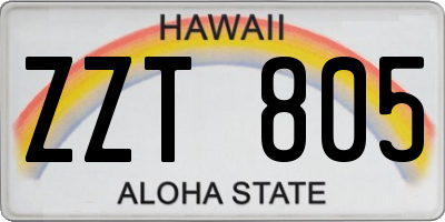 HI license plate ZZT805