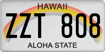 HI license plate ZZT808