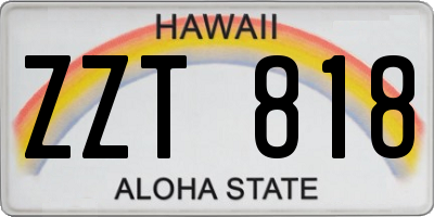 HI license plate ZZT818