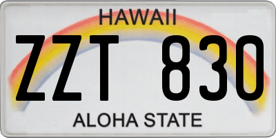 HI license plate ZZT830