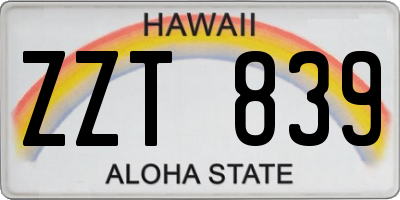 HI license plate ZZT839