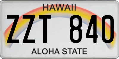 HI license plate ZZT840