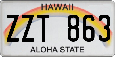 HI license plate ZZT863