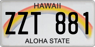 HI license plate ZZT881