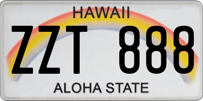 HI license plate ZZT888