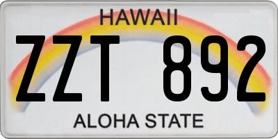 HI license plate ZZT892