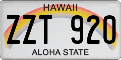 HI license plate ZZT920