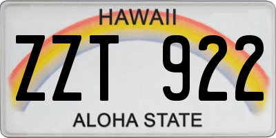 HI license plate ZZT922