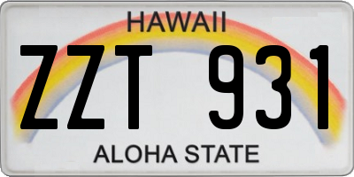 HI license plate ZZT931