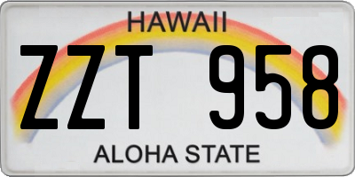 HI license plate ZZT958