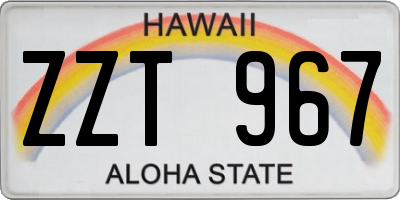 HI license plate ZZT967