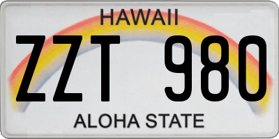 HI license plate ZZT980