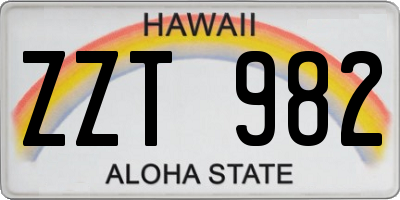 HI license plate ZZT982