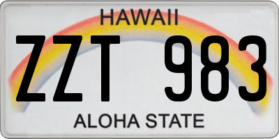 HI license plate ZZT983