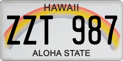 HI license plate ZZT987